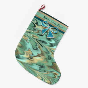 Icelandic Flow Christmas Folk Art (Personalised) Large Christmas Stocking