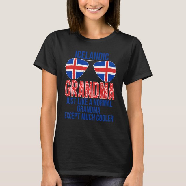 Icelandic Grandma Iceland Flag Sunglasses Mother's T-Shirt (Front)