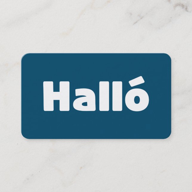 Icelandic Halló { Hello ) Íslenska Language Business Card (Front)