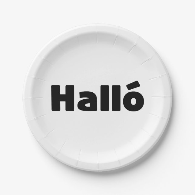 Icelandic Halló { Hello ) Íslenska Language Paper Plate (Front)