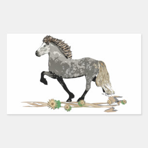 Icelandic Horse-Art Deco Astrid Rectangular Sticker