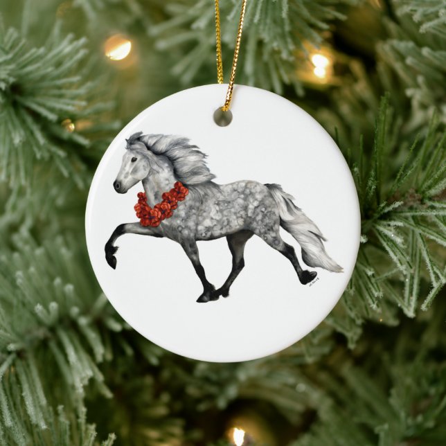 Icelandic Horse Christmas Ceramic Tree Decoration (Tree)