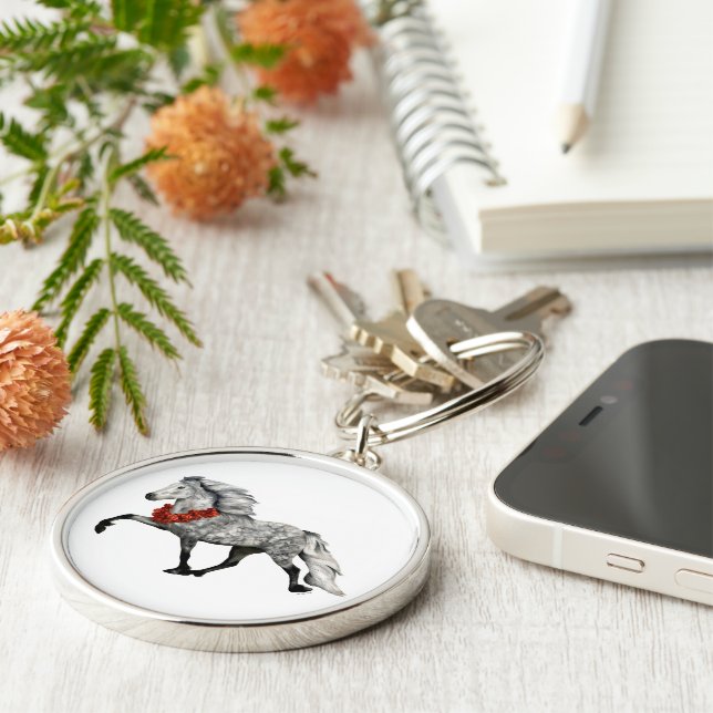 Icelandic Horse Christmas Key Ring (Side)
