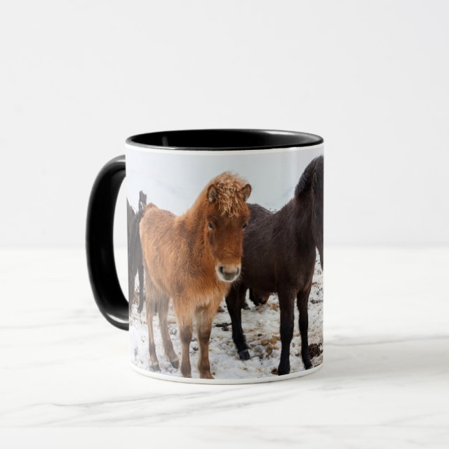 Icelandic Horse During Winter Iceland Mug (Front Left)