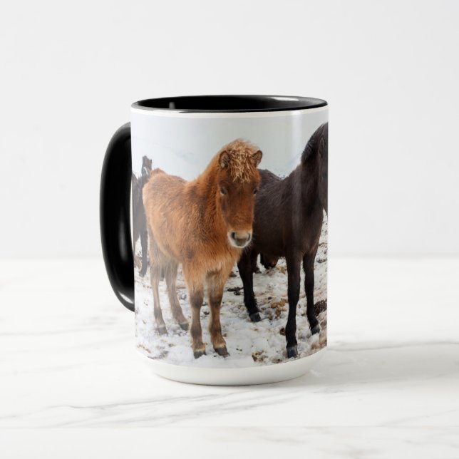 Icelandic Horse During Winter Iceland Mug (Front Left)