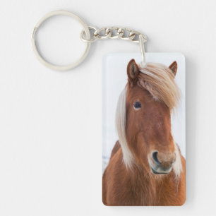 Icelandic Horse during winter Key Ring