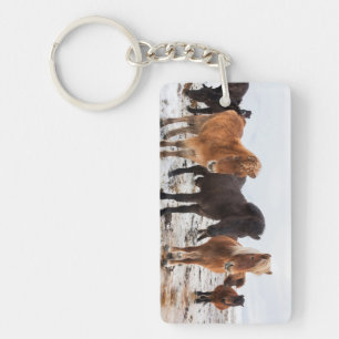 Icelandic Horse during winter on Iceland Key Ring