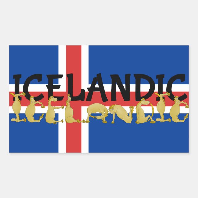 Icelandic Horse | Flag of Iceland Rectangular Sticker (Front)