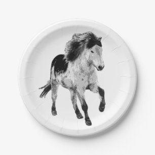 Icelandic horse in motion paper plate