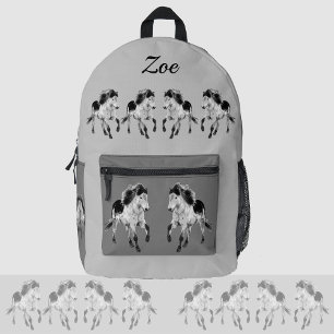 Icelandic horse in motion, personalizable printed backpack