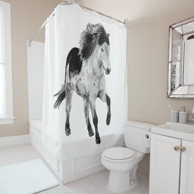 Icelandic horse in motion shower curtain (In Situ)