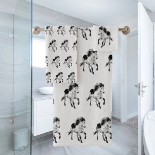 Icelandic horse motion bath towel set