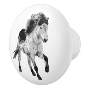 Icelandic horse motion ceramic knob