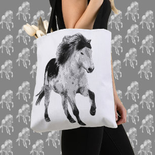 Icelandic horse motion tote bag