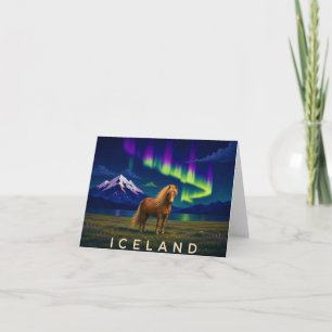 Icelandic Horse Northern Lights Iceland Thank You Card