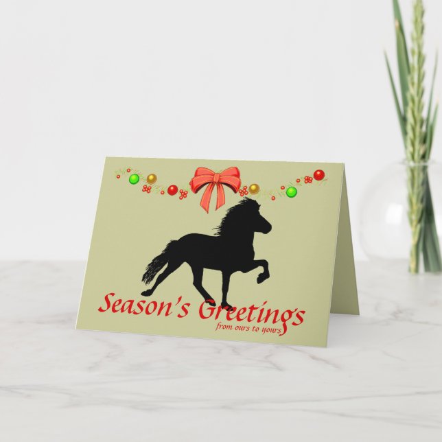 Icelandic Horse Silhouette Christmas Holiday Card (Front)