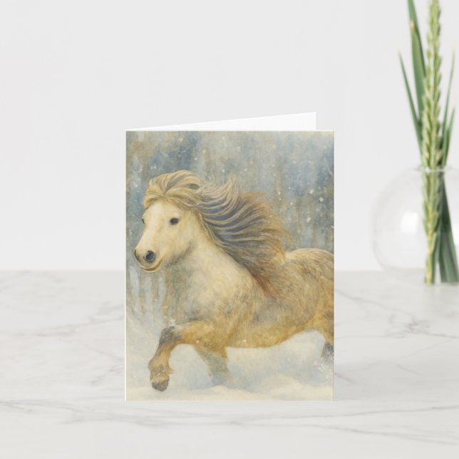 Icelandic Horse Winter Scene Card (Front)