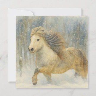Icelandic Horse Winter Scene Card