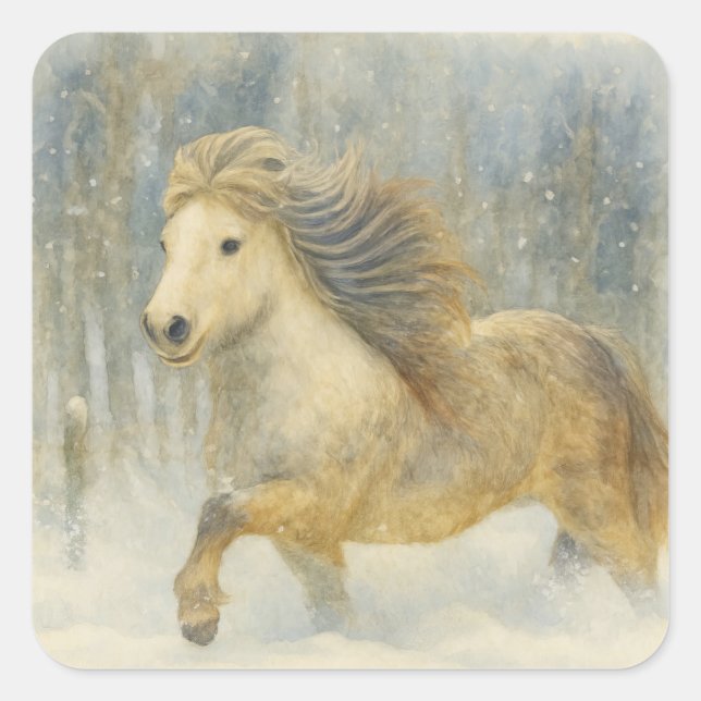 Icelandic Horse Winter Scene Sticker (Front)