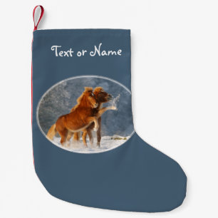 Icelandic Horses Foal in Snow  Personalised Santa Small Christmas Stocking