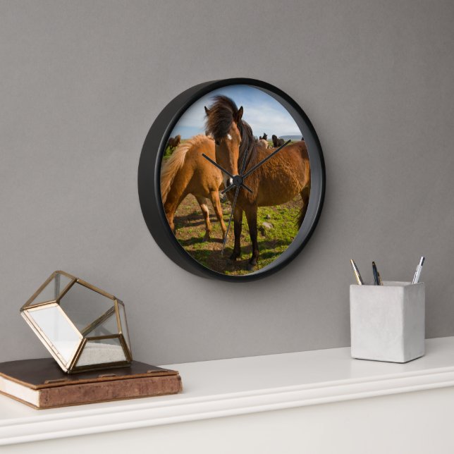 Icelandic Horses Graze Clock (Office)