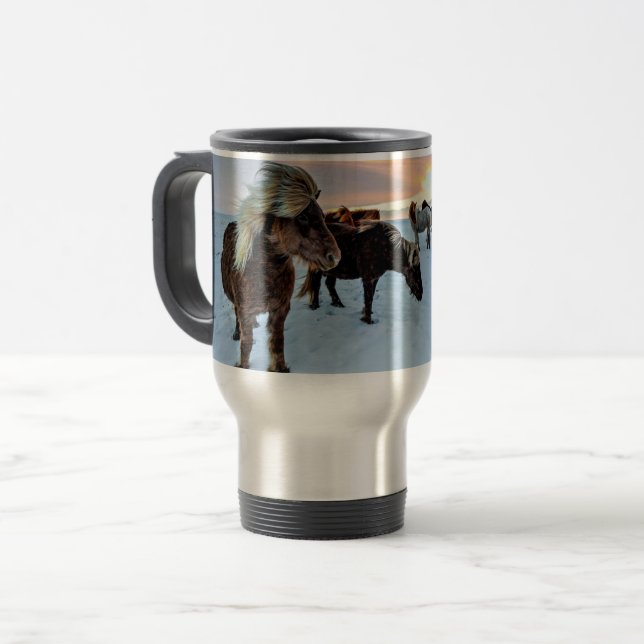 Icelandic Horses Travel Mug (Front Left)