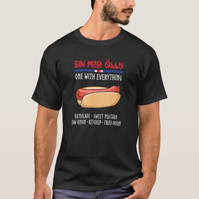 Icelandic Hot Dog Pylsa Ein Med Ollu T-Shirt (Front)