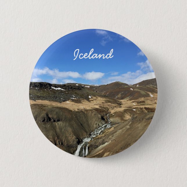 Icelandic landscape 6 cm round badge (Front)