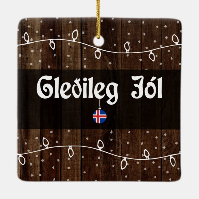 Icelandic Merry Christmas, Gleðileg jól Ceramic Ornament (Back)