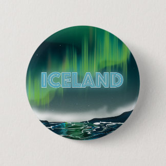 Icelandic Northern Lights Travel Art 6 Cm Round Badge