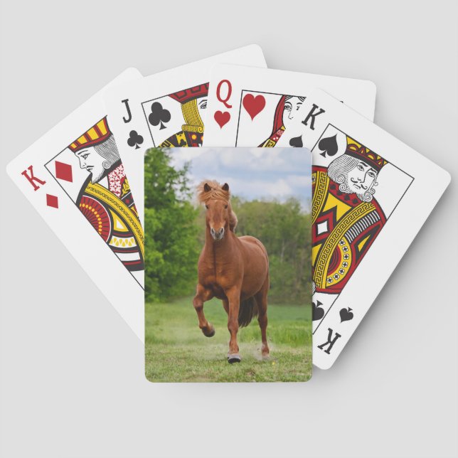 Icelandic Pony at a Tölt Funny Photo Horse Lovers Playing Cards (Back)