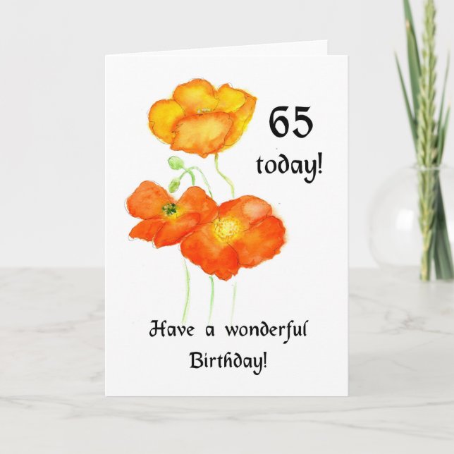 Icelandic Poppies 65th Birthday Card (Front)