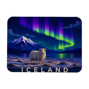 Icelandic Sheep Under the Aurora Iceland Flexi Mag Magnet