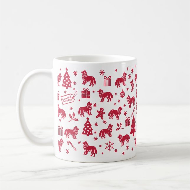 Icelandic Sheepdog Christmas Design Coffee Mug (Left)