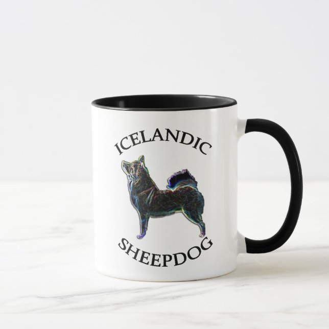 Icelandic Sheepdog owner 11oz. mug. Stylised dog. Mug (Right)