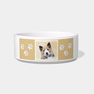 Icelandic Sheepdog Painting - Original Dog Art Bowl