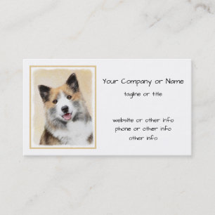 Icelandic Sheepdog Painting - Original Dog Art Business Card