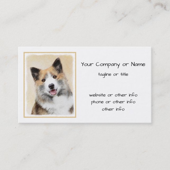 Icelandic Sheepdog Painting - Original Dog Art Business Card (Front)
