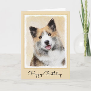 Icelandic Sheepdog Painting - Original Dog Art Card