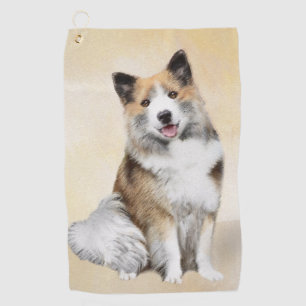 Icelandic Sheepdog Painting - Original Dog Art Golf Towel