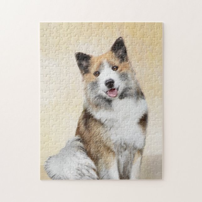 Icelandic Sheepdog Painting - Original Dog Art Jigsaw Puzzle (Vertical)