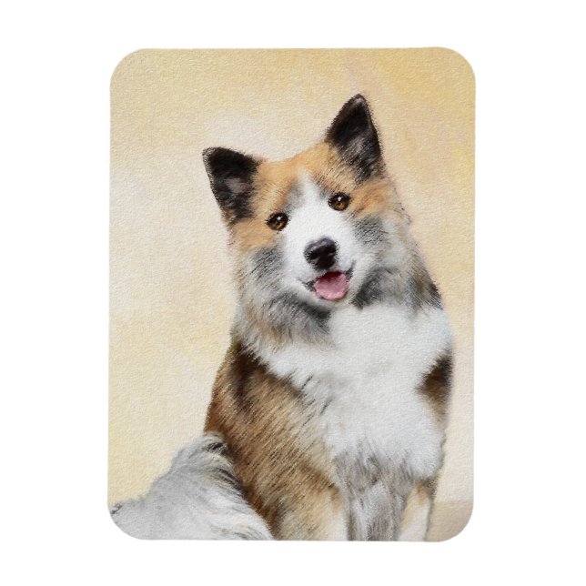 Icelandic Sheepdog Painting - Original Dog Art Magnet (Vertical)