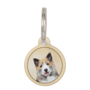 Icelandic Sheepdog Painting - Original Dog Art Pet Tag