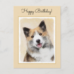 Icelandic Sheepdog Painting - Original Dog Art Postcard