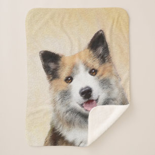 Icelandic Sheepdog Painting - Original Dog Art Sherpa Blanket
