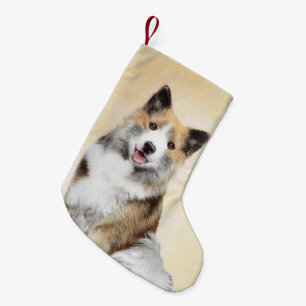 Icelandic Sheepdog Painting - Original Dog Art Small Christmas Stocking