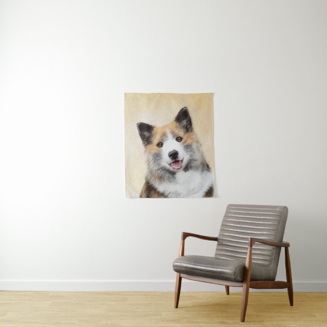 Icelandic Sheepdog Painting - Original Dog Art Tapestry (In Situ)