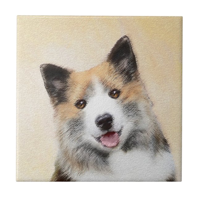 Icelandic Sheepdog Painting - Original Dog Art Tile (Front)