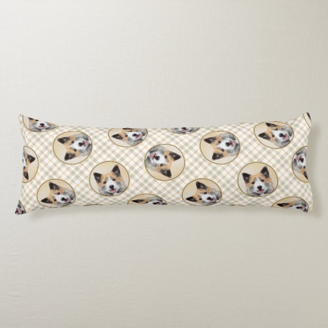 Icelandic Sheepdog Painting Tan Original Dog Art Body Cushion (Front)