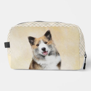 Icelandic Sheepdog Painting Tan Original Dog Art Dopp Kit